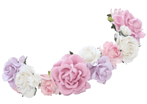 a floral headdress 